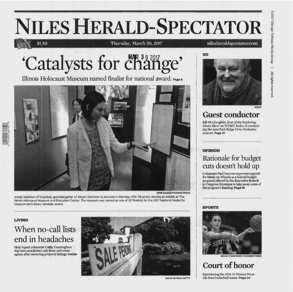 NILES HERALD-SPECTATOR Illinois Holocaustmuseumnamedfinalistfornationalaward