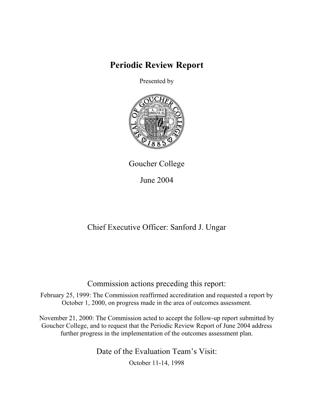Goucher College Periodic Review Report