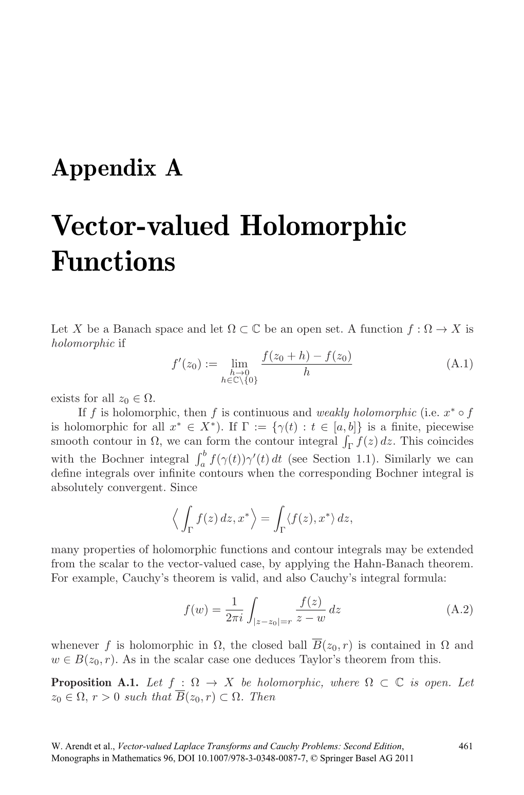 Vector-Valued Holomorphic Functions