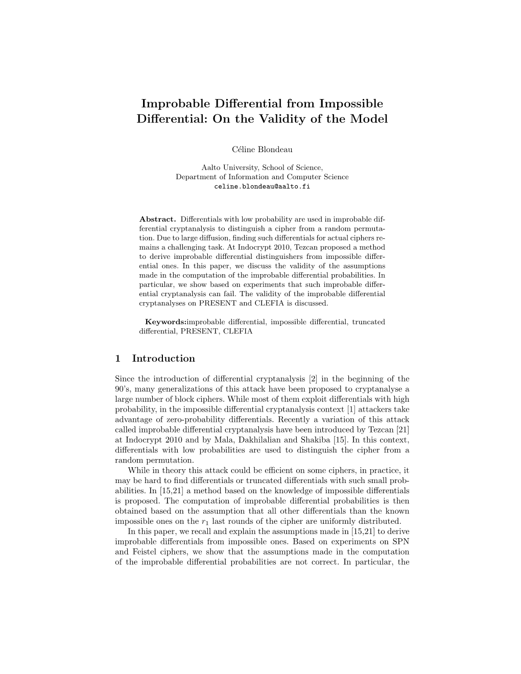 Improbable Differential from Impossible Differential