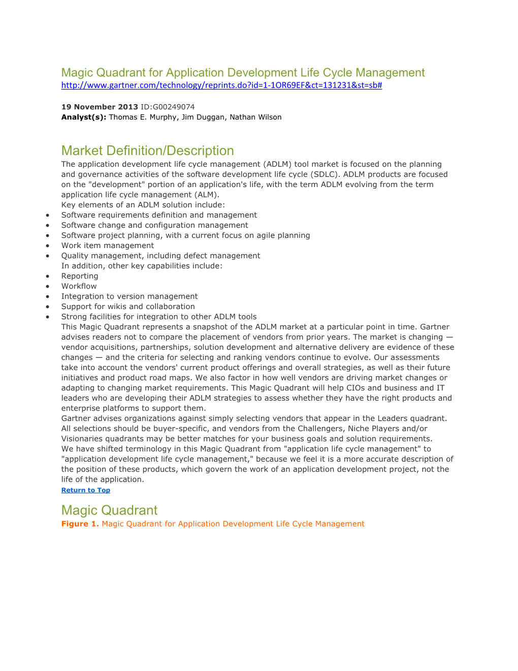 Market Definition/Description Magic Quadrant