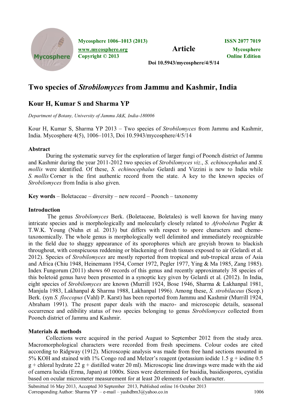 Two Species of Strobilomyces from Jammu and Kashmir, India