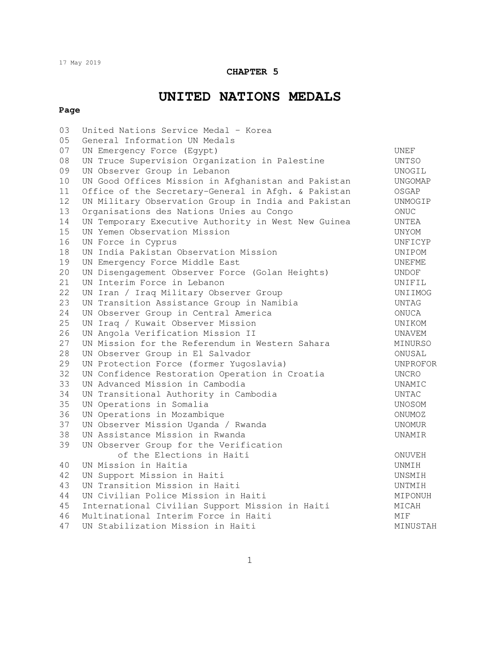 UNITED NATIONS MEDALS Page