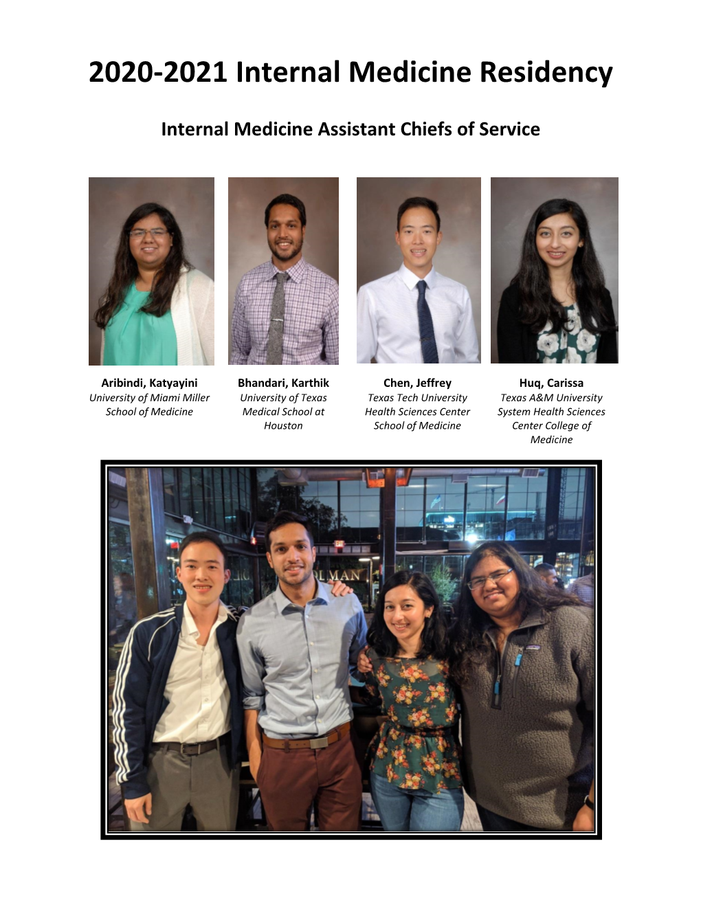 2020-2021 Internal Medicine Residency