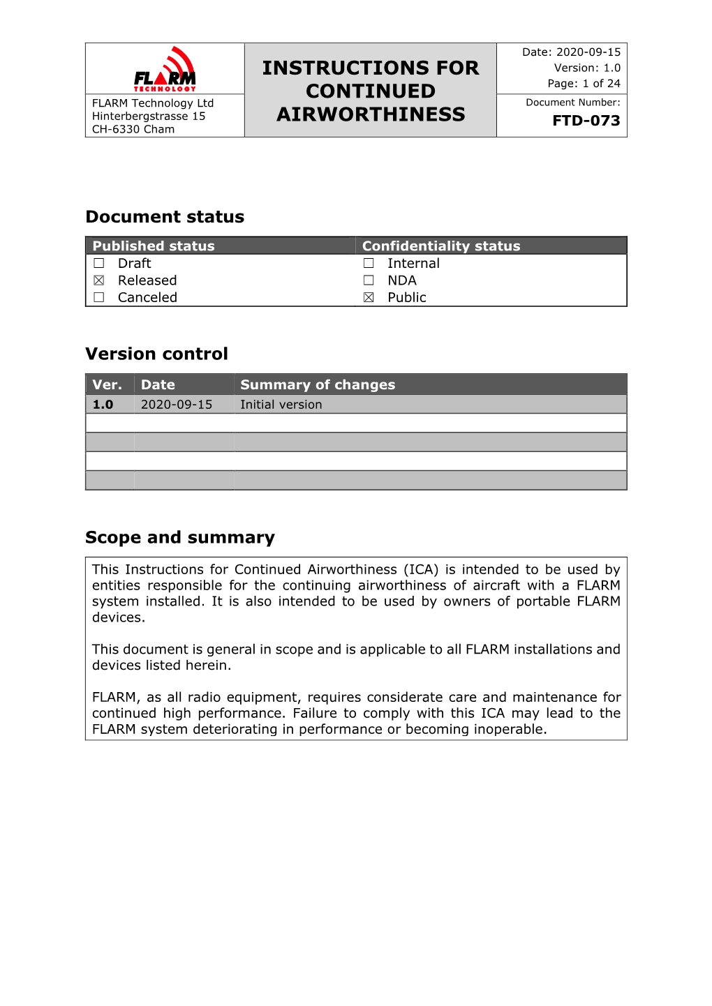 Instructions for Continued Airworthiness