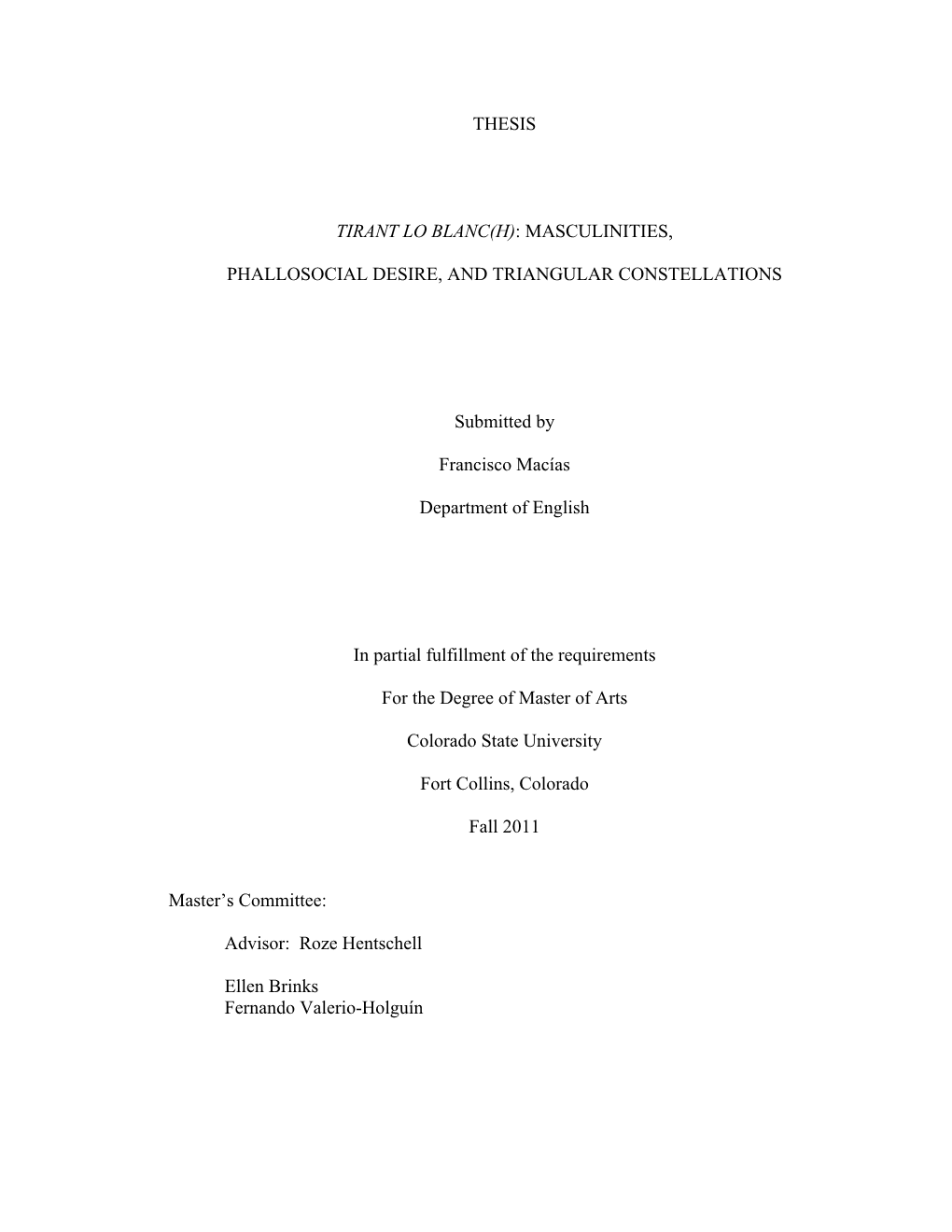 Thesis Tirant Lo Blanc(H)