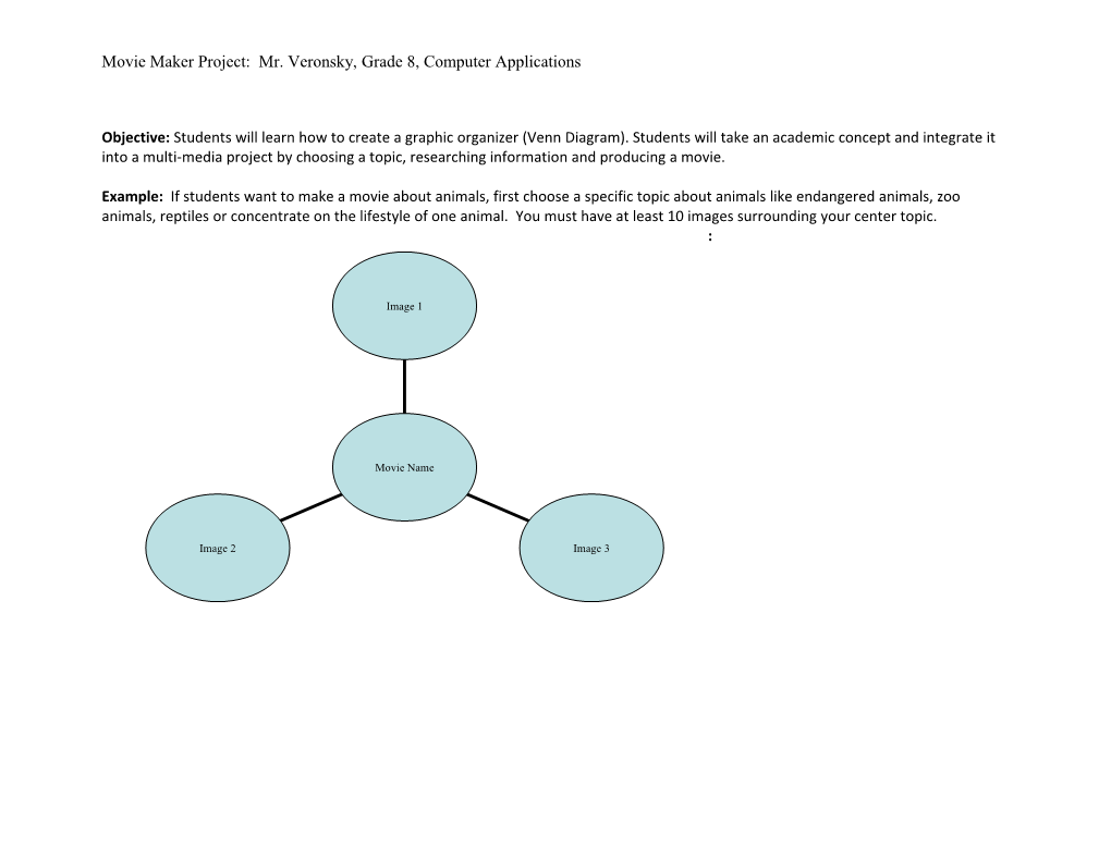 Movie Maker Project: Mr. Veronsky, Grade 8, Computer Applications