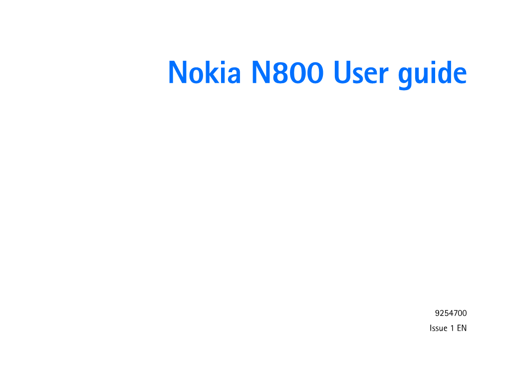 Nokia N800 User Guide