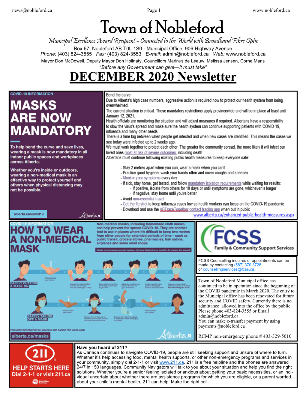 December 1, 2020 Newsletter