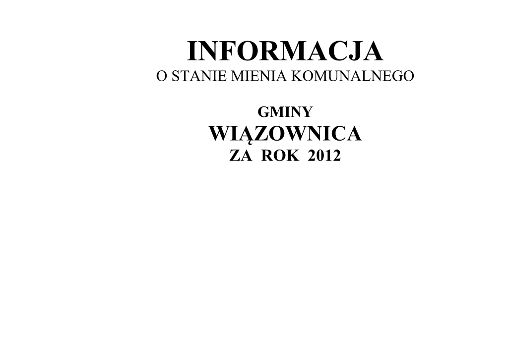 Informacja O Stanie Mienia Komunalnego