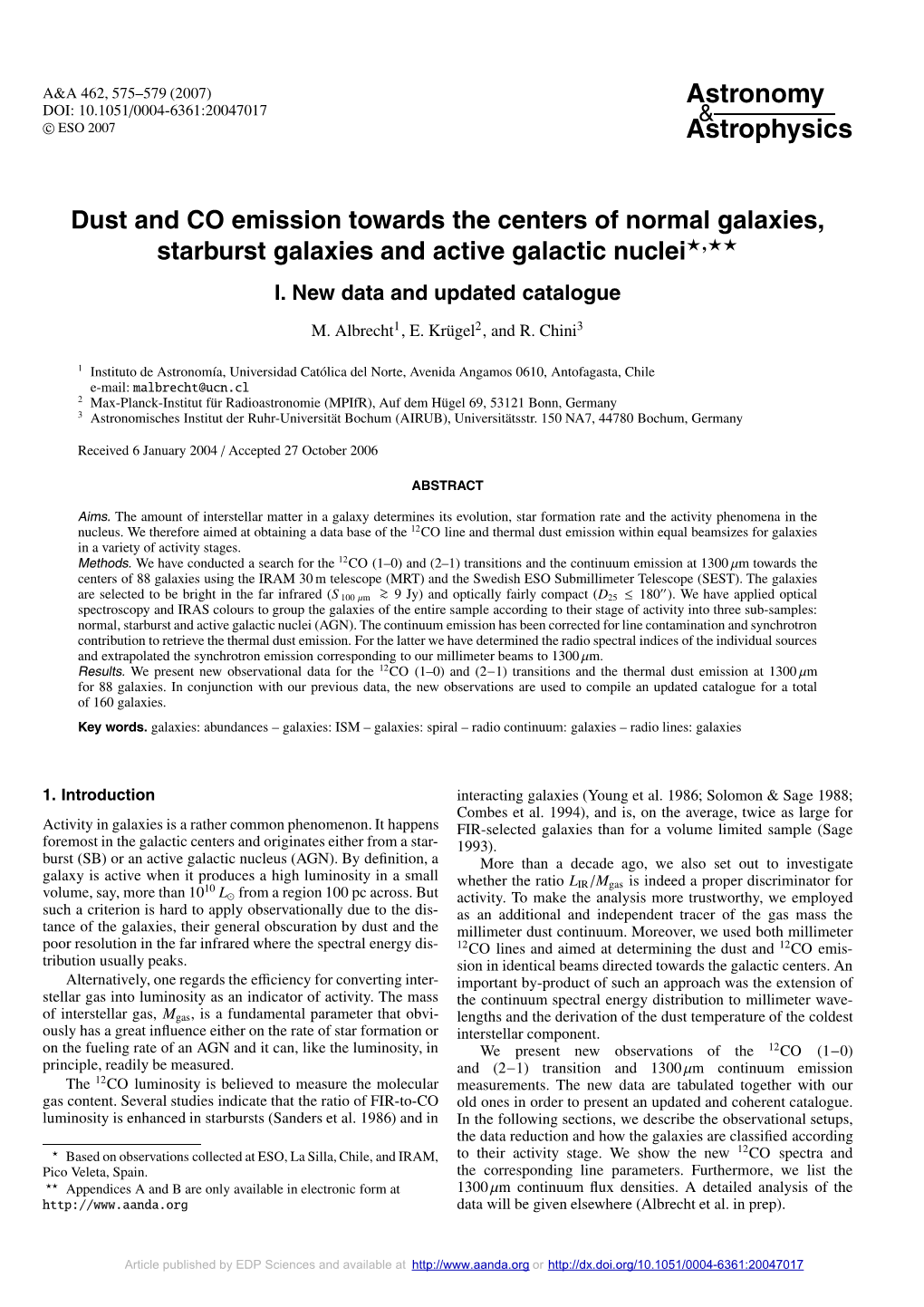 Dust and CO Emission Towards the Centers of Normal Galaxies, Starburst Galaxies and Active Galactic Nuclei�,�� I