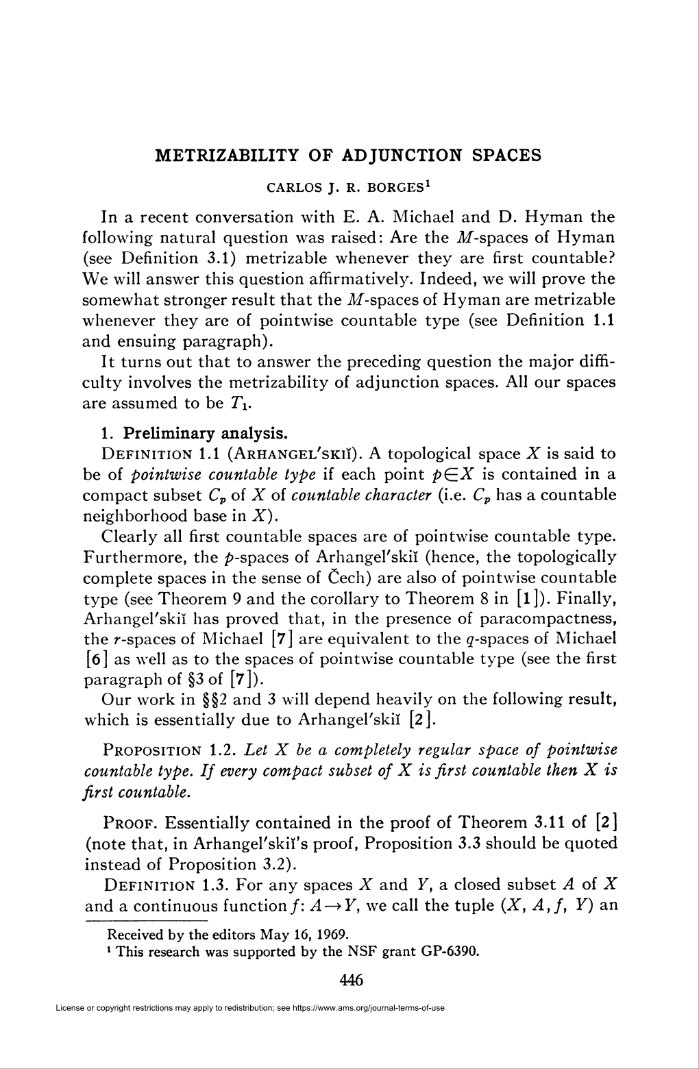 Metrizability of Adjunction Spaces