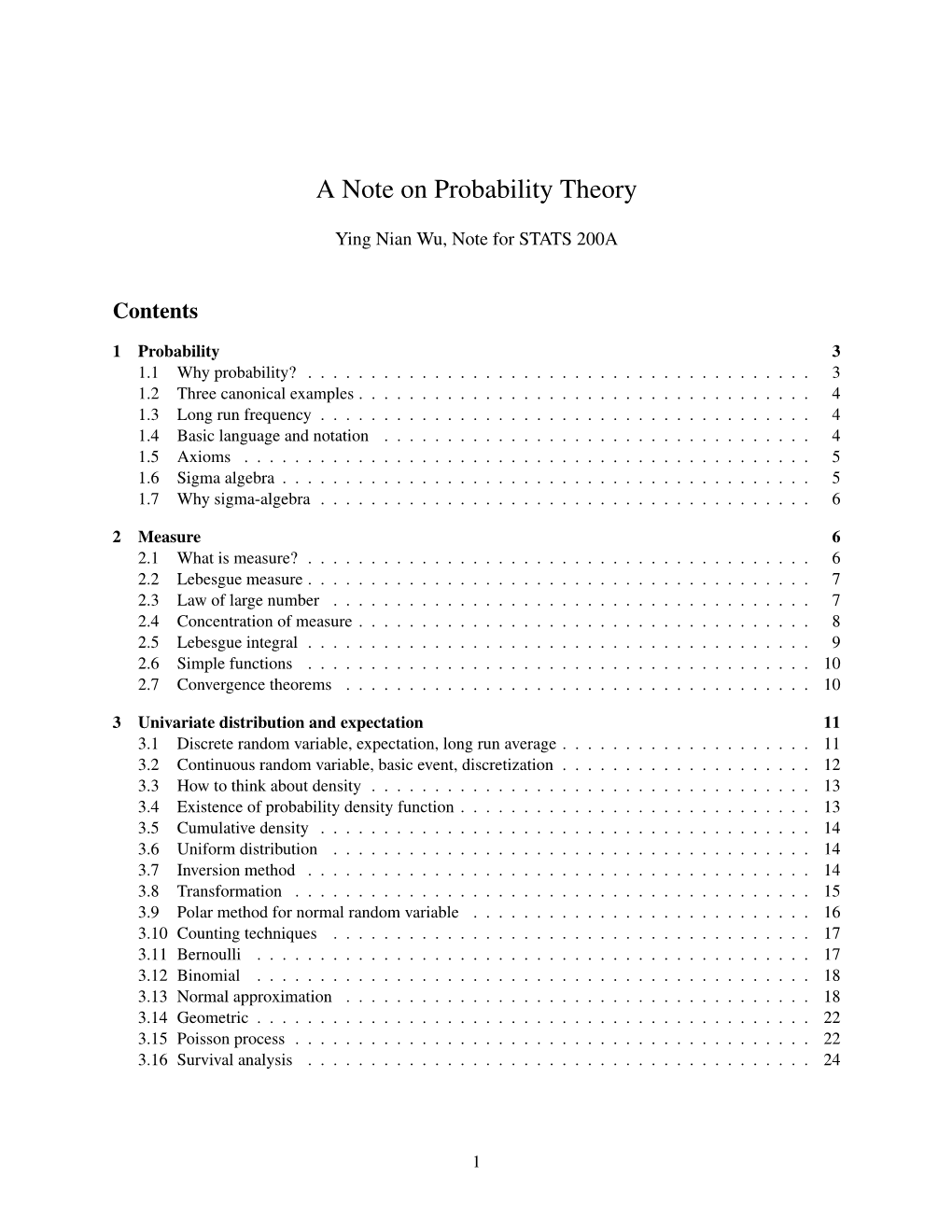 A Note on Probability Theory