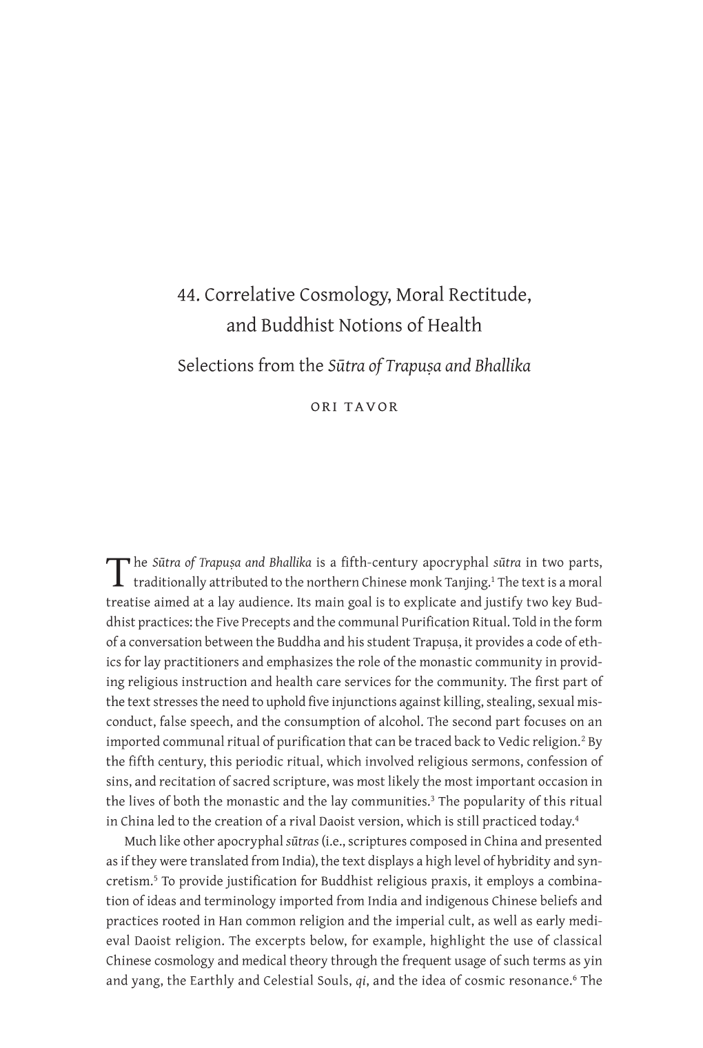 44. Correlative Cosmology, Moral Rectitude, and Buddhist Notions of Health