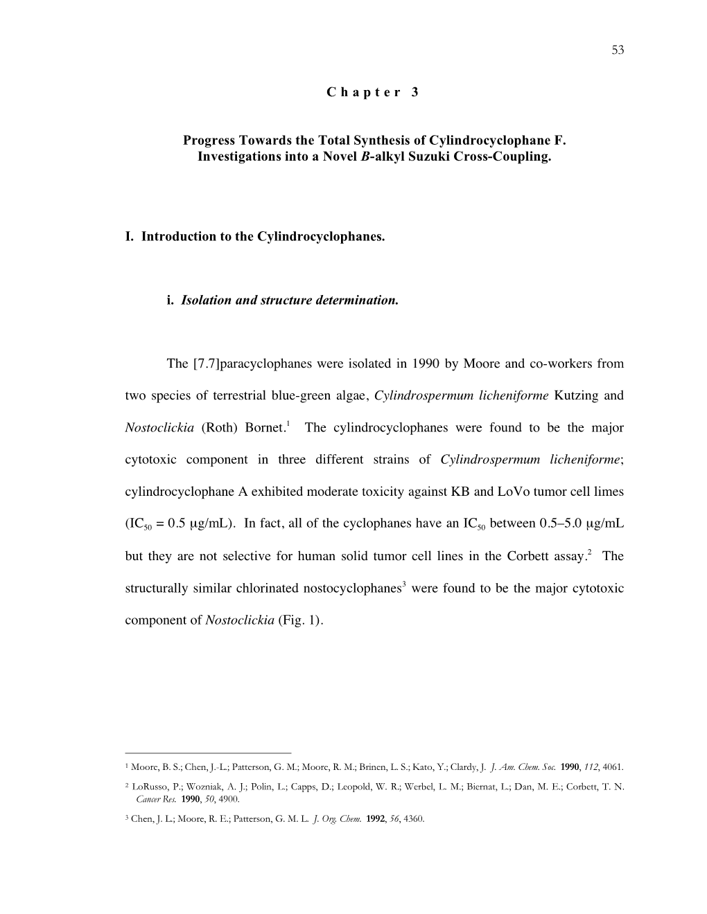 53 Chapter 3 Progress Towards the Total Synthesis Of