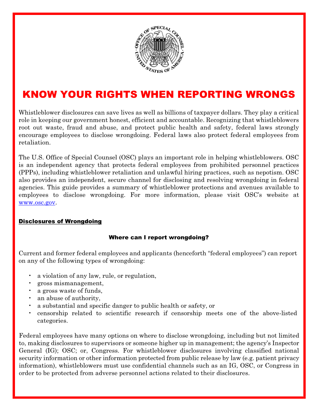 Know Your Rights When Reporting Wrongs