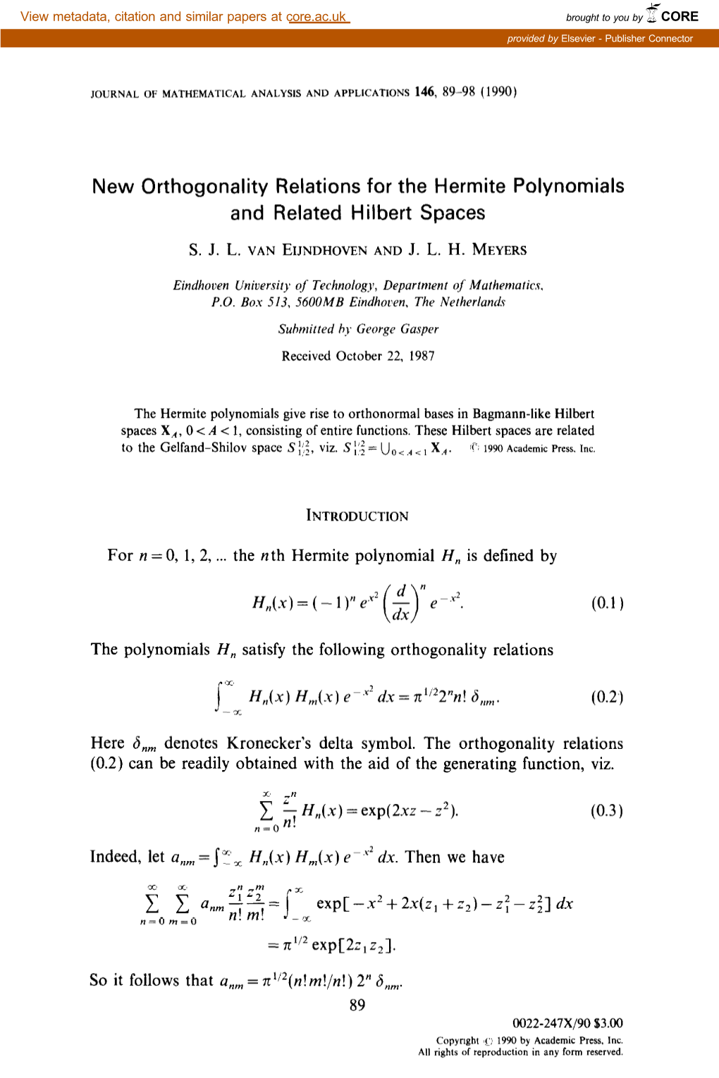 New Orthogonality Relations for the Hermite Polynomials and Related Hilbert Spaces