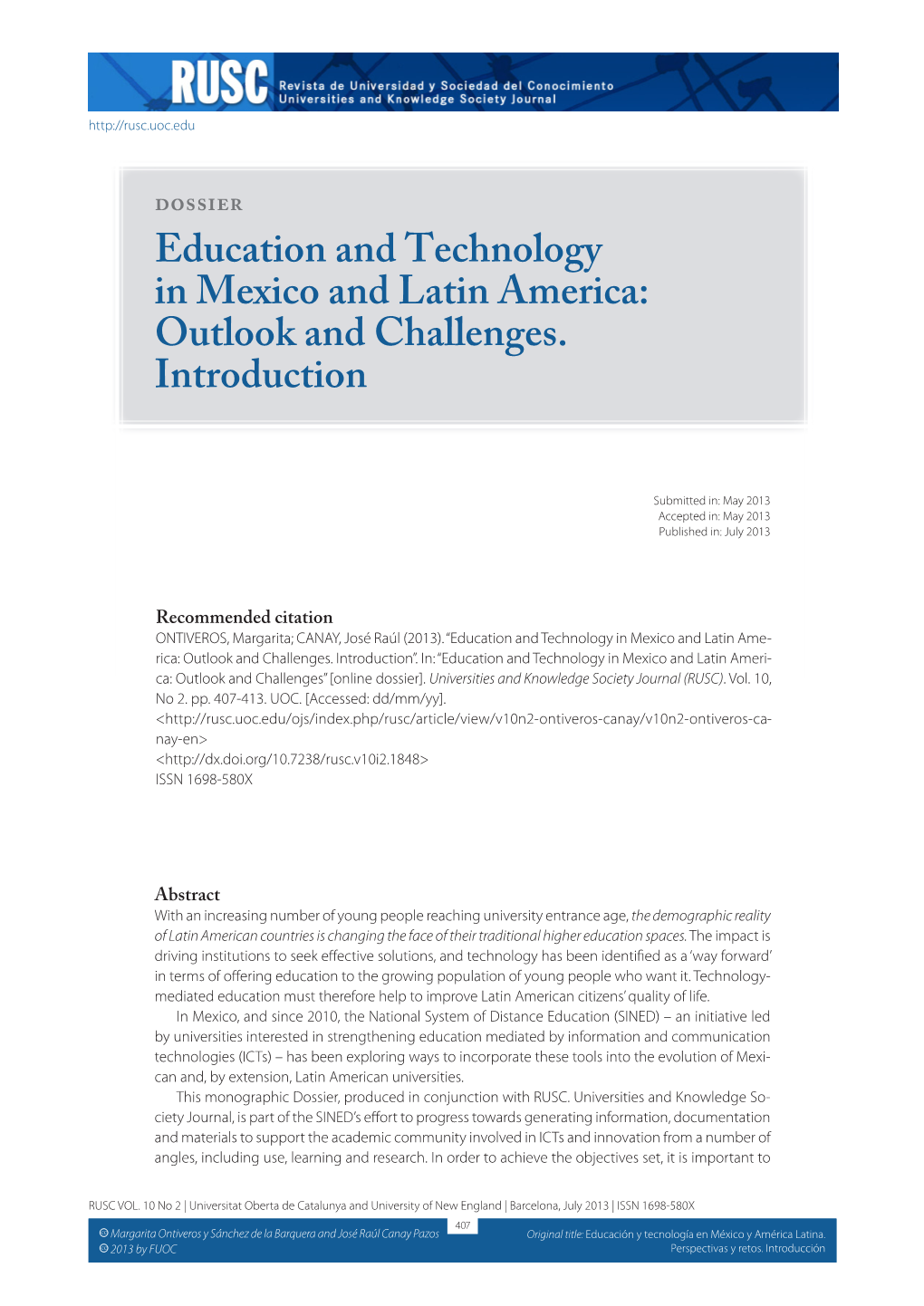 Education and Technology in Mexico and Latin America: Outlook and Challenges