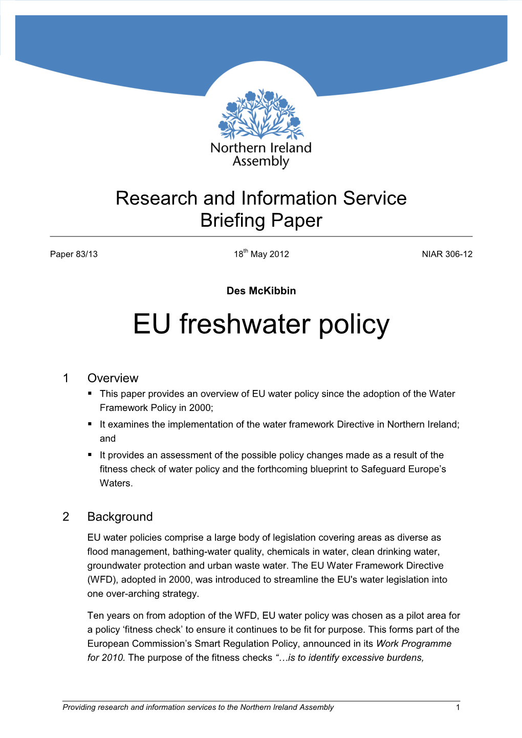 EU Freshwater Policy