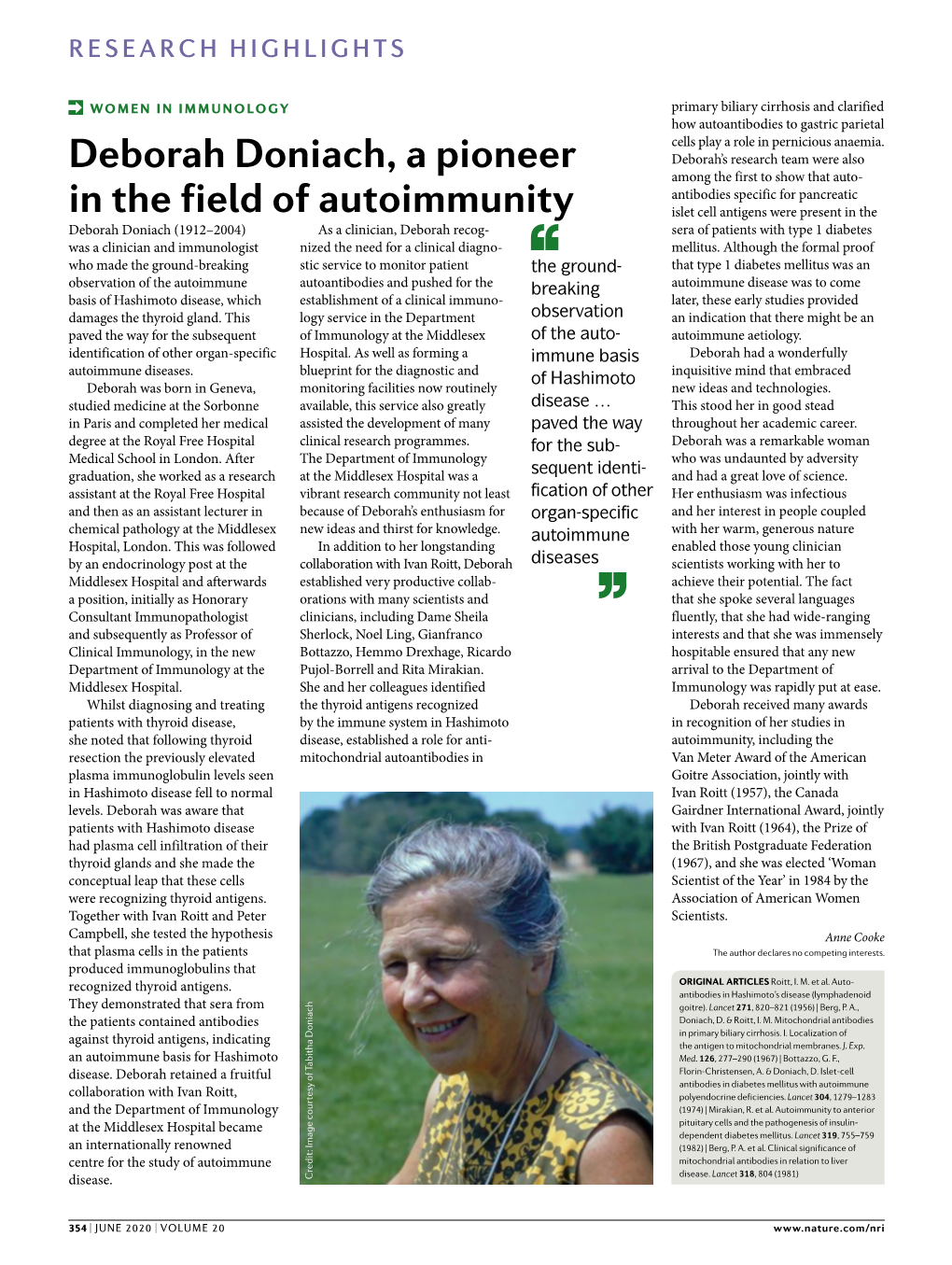 Deborah Doniach, a Pioneer in the Field of Autoimmunity