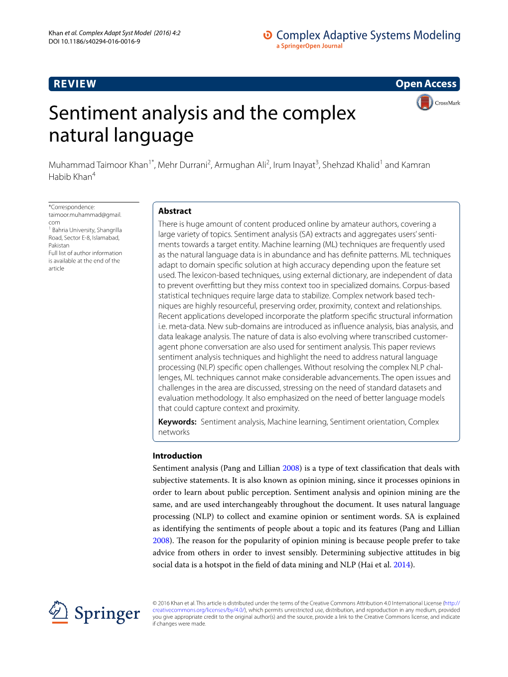 Sentiment Analysis and the Complex Natural Language