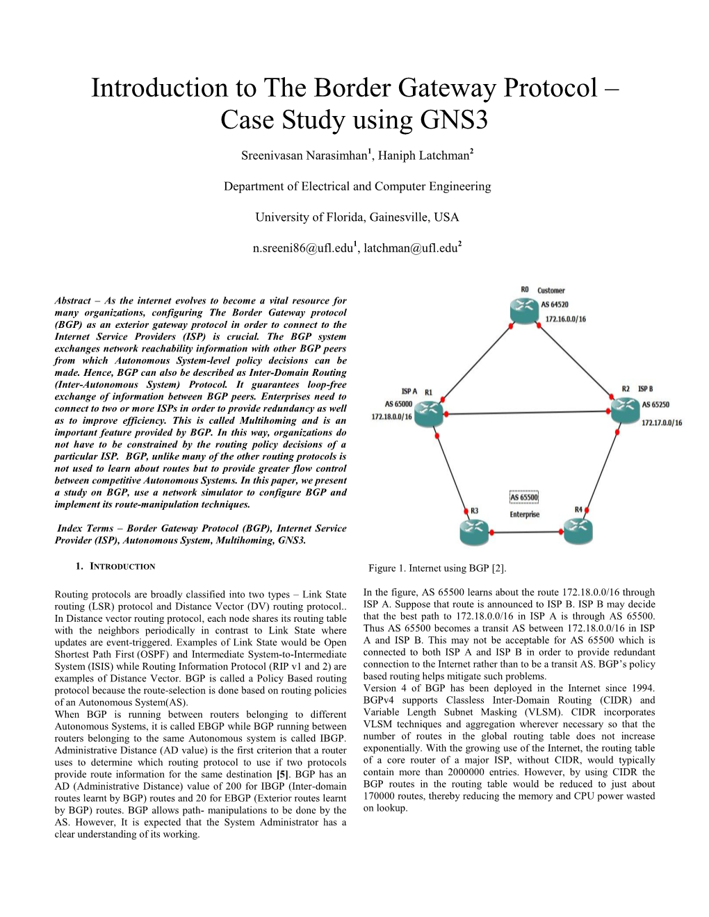 Introduction to the Border Gateway Protocol – Case Study Using GNS3