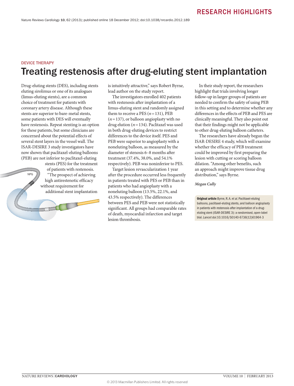 Device Therapytreating Restenosis After Drug-Eluting Stent Implantation