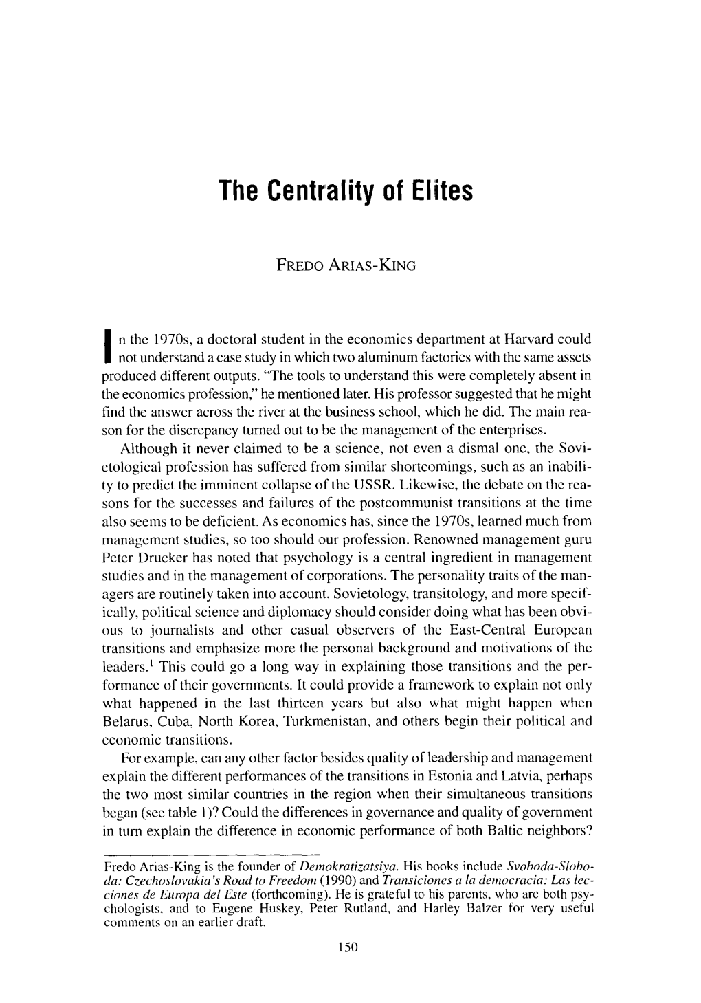 The Centrality of Elites