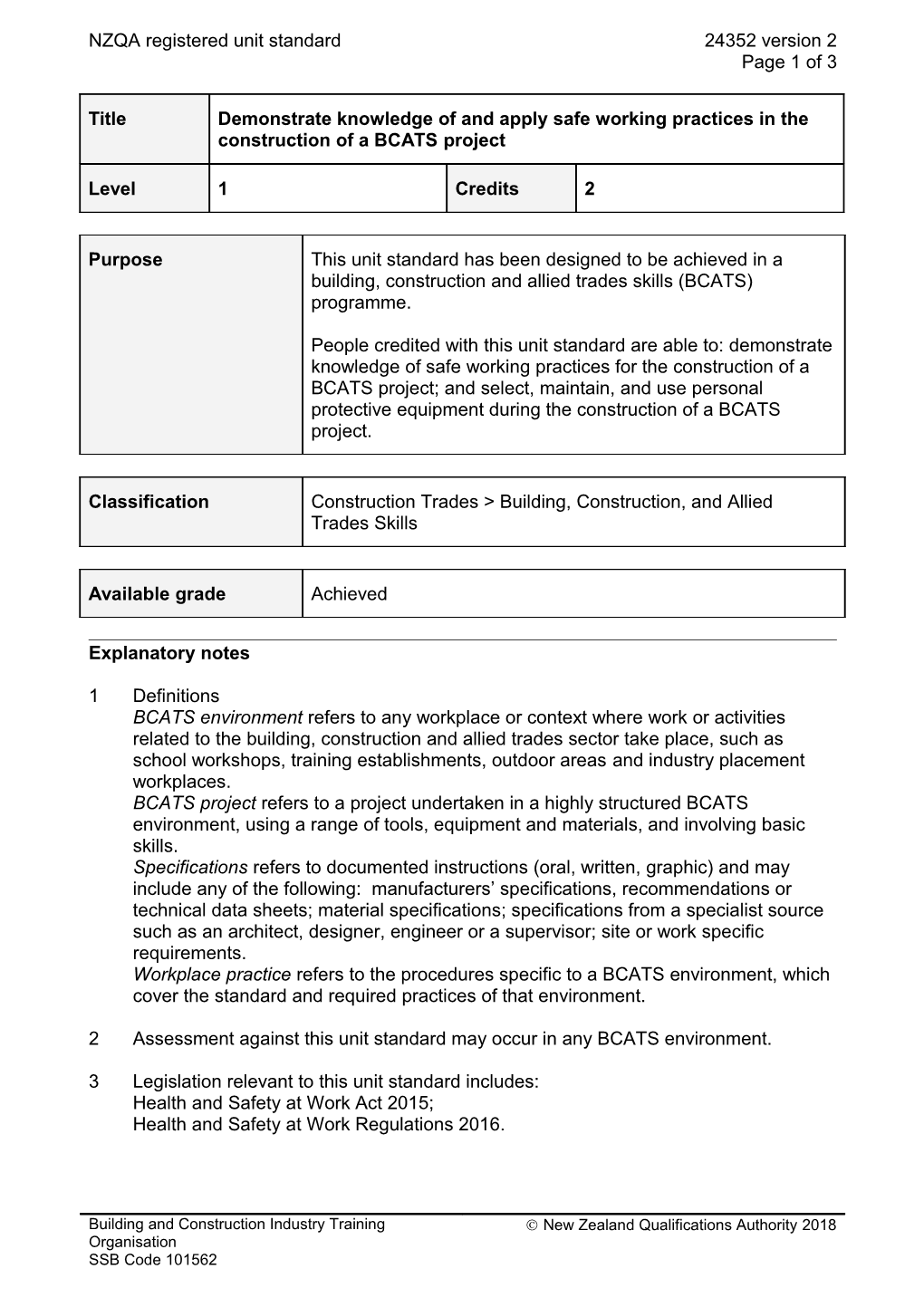 24352 Demonstrate Knowledge of and Apply Safe Working Practices in the Construction Of