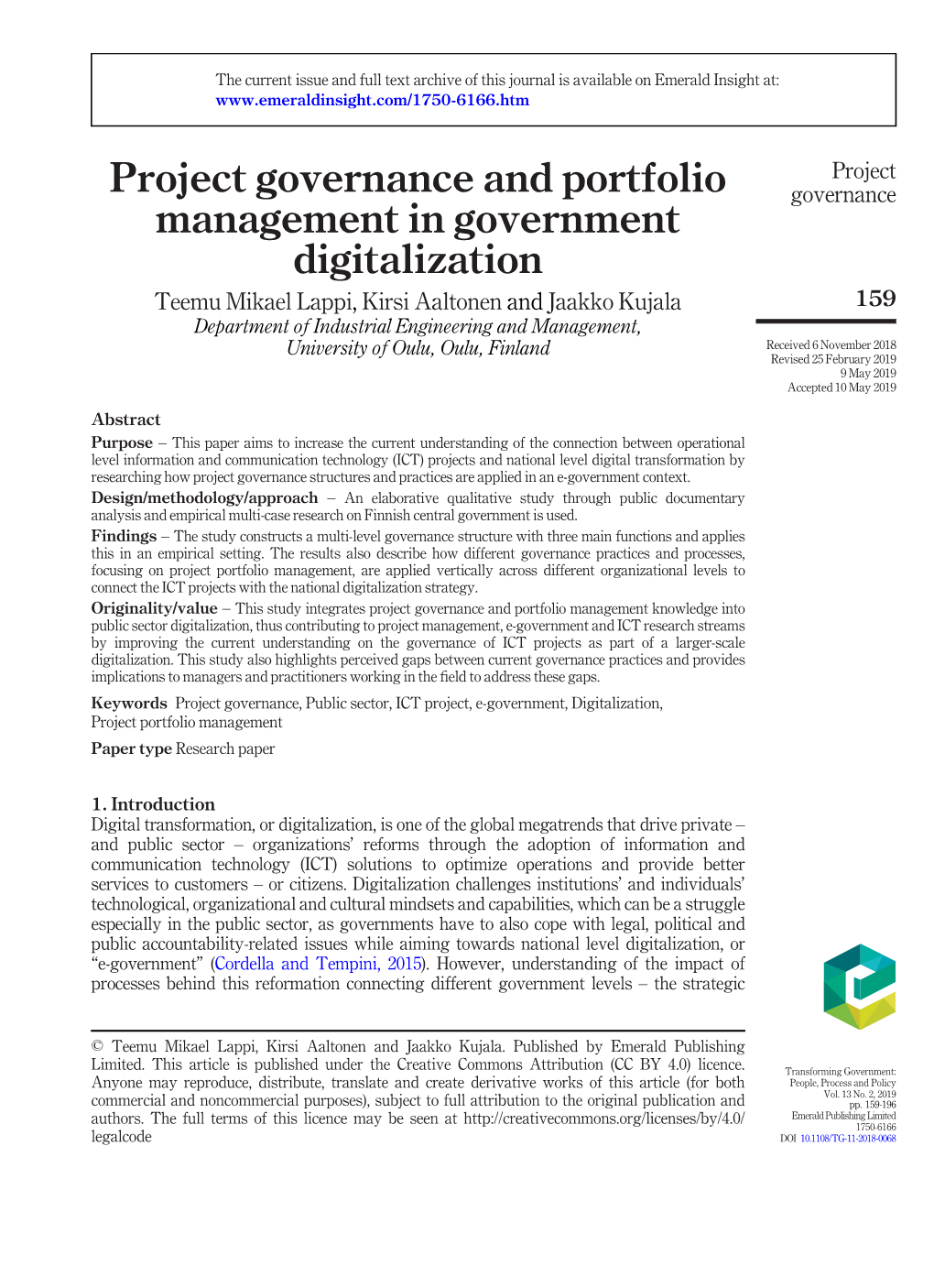 Project Governance and Portfolio Management In