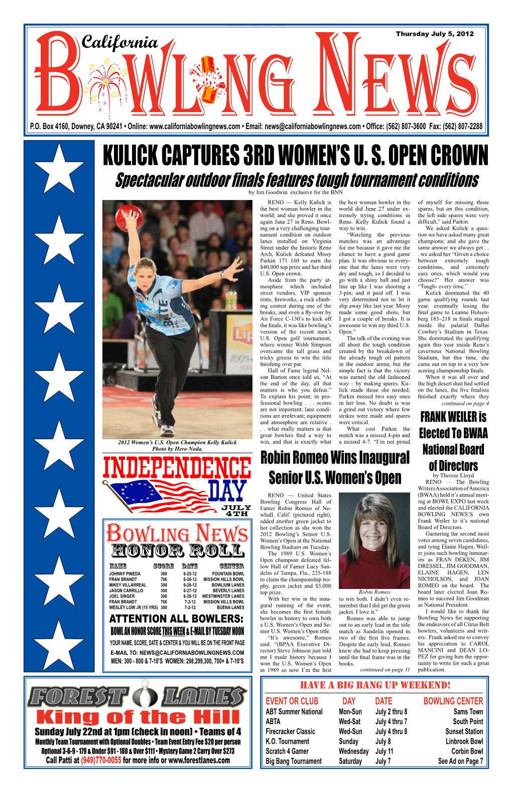 Kulick Captures 3Rd Women's U. S. Open Crown