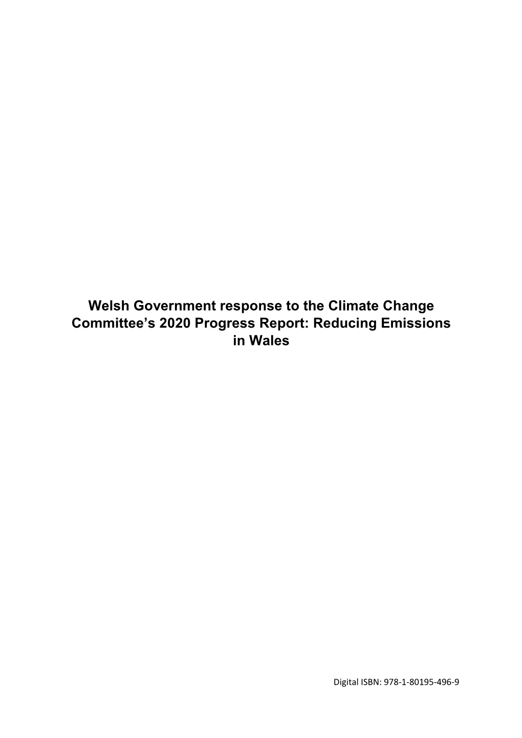 Welsh Government Response to the Climate Change Committee's 2020