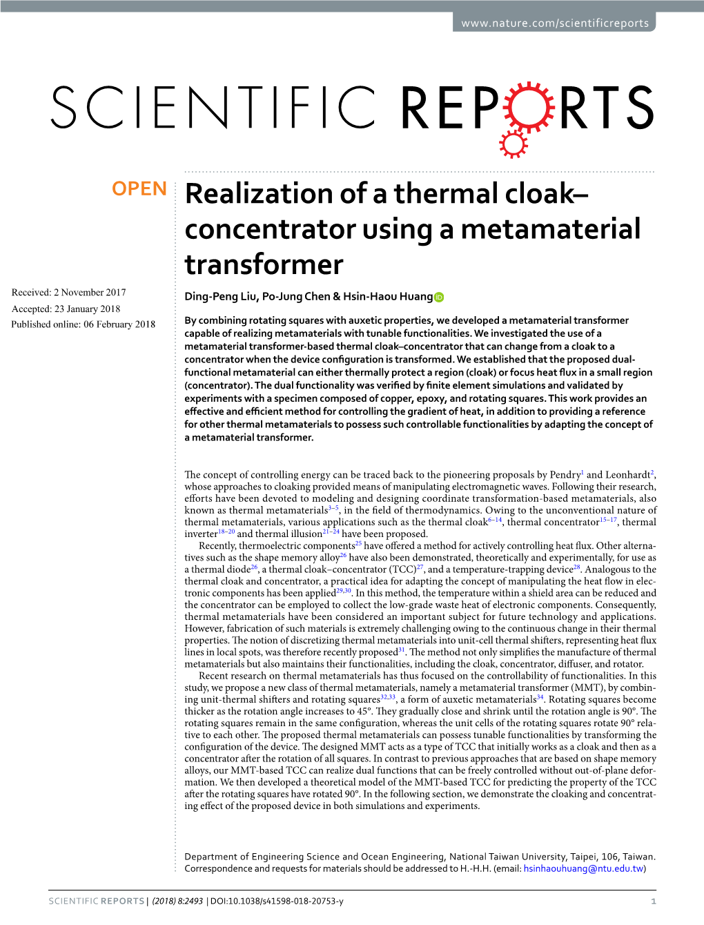 Realization of a Thermal Cloak–Concentrator Using a Metamaterial