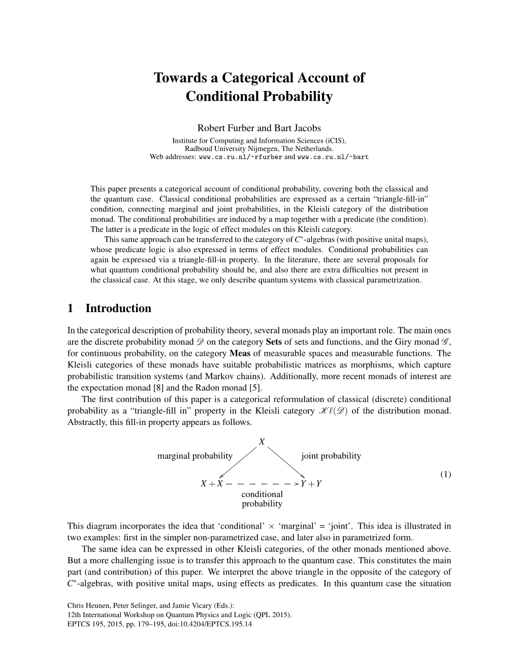 Towards a Categorical Account of Conditional Probability