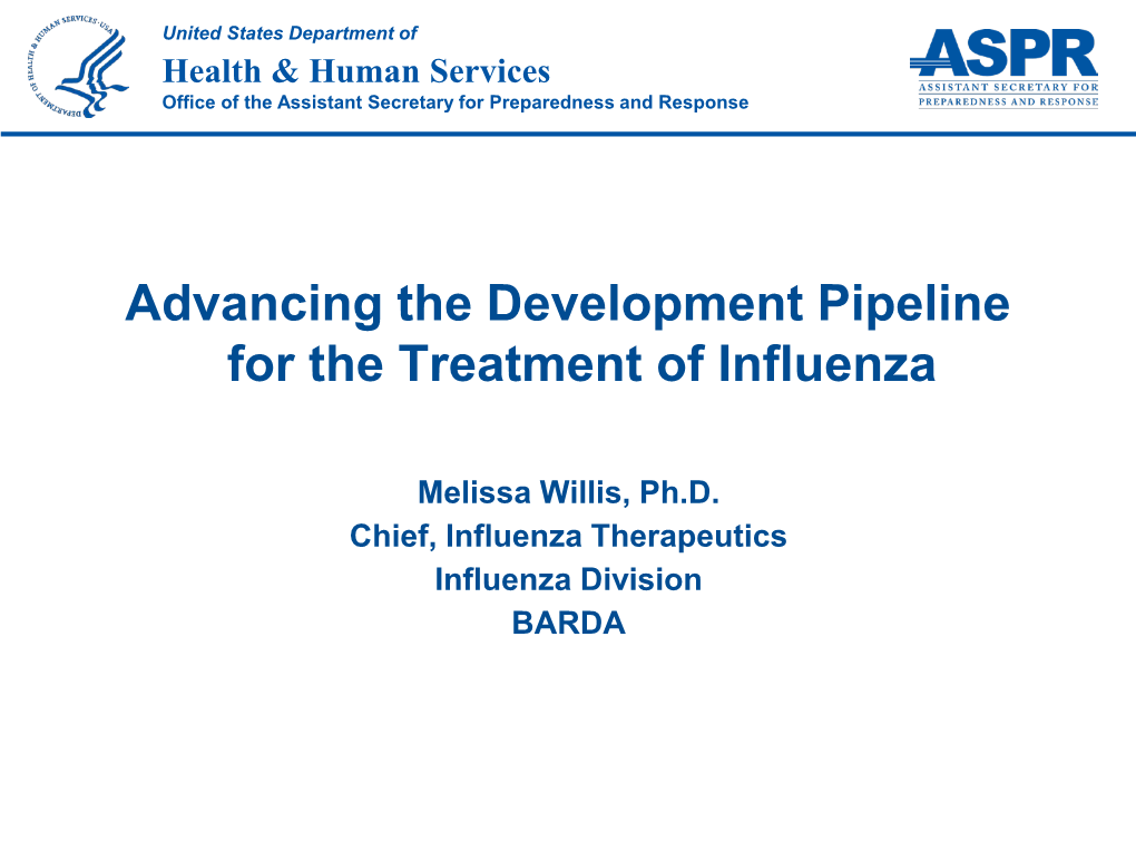 Advancing the Development Pipeline for the Treatment of Influenza