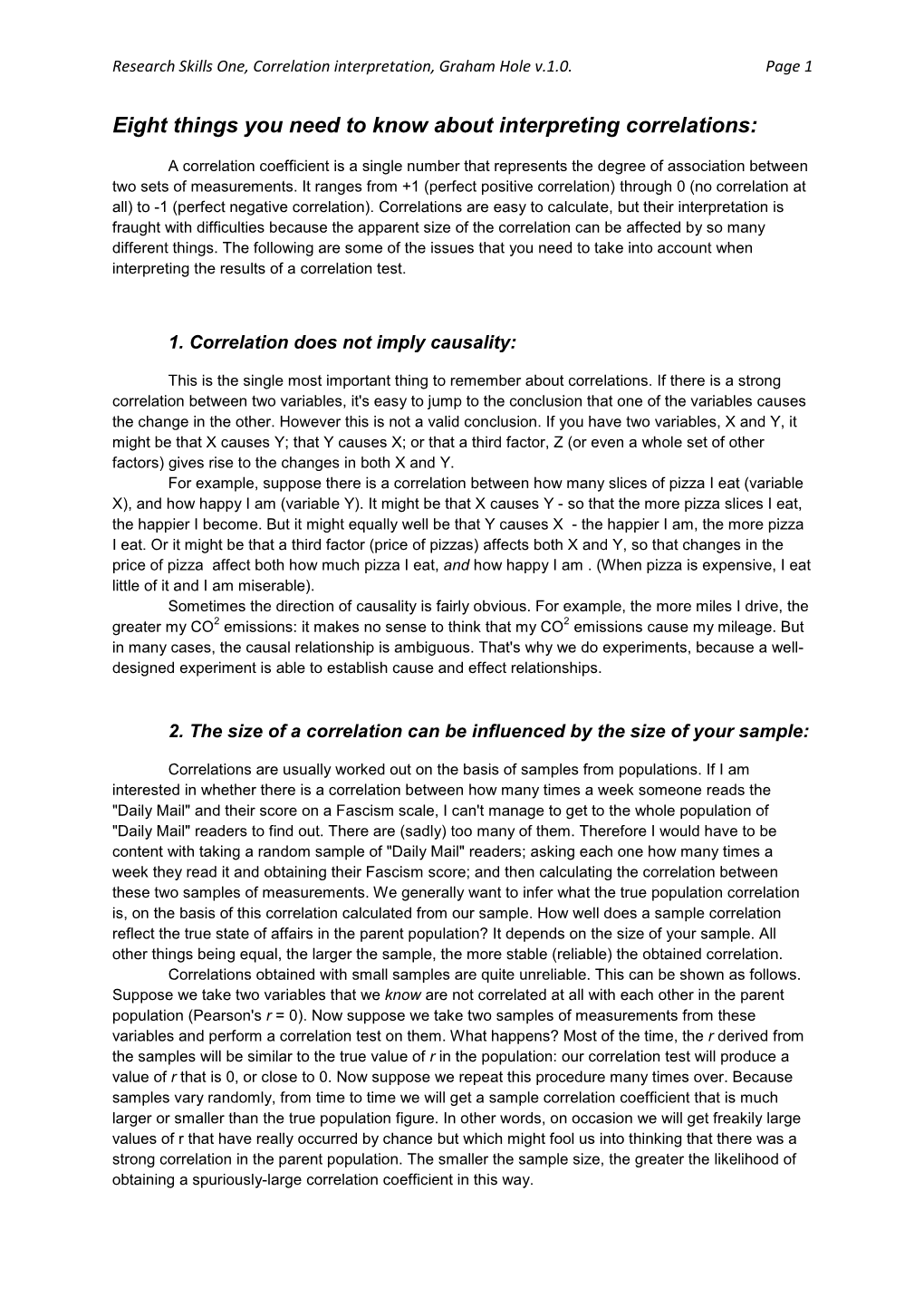 Eight Things You Need to Know About Interpreting Correlations