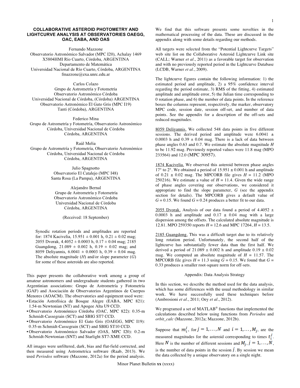 Mazzone Et Al Lightcurves