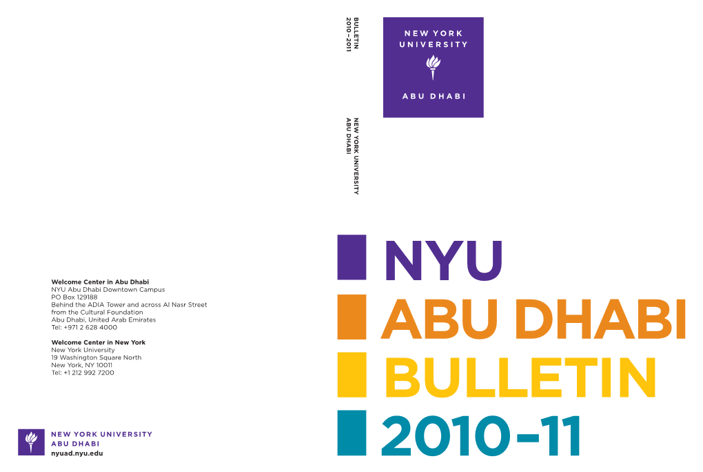 NYU Abu Dhabi Bulletin 2010-2011