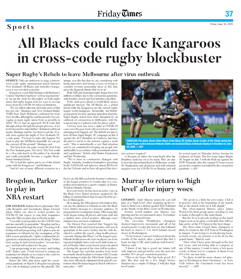 Blacks Could Face Kangaroos in Cross-Code Rugby Blockbuster