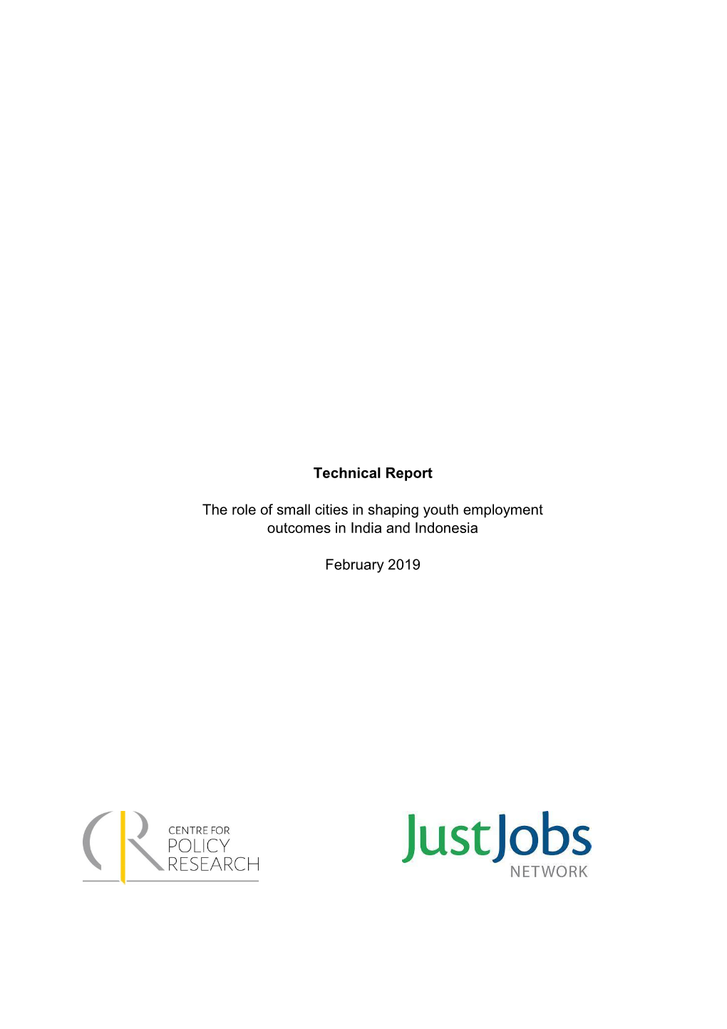 Technical Report the Role of Small Cities in Shaping Youth Employment