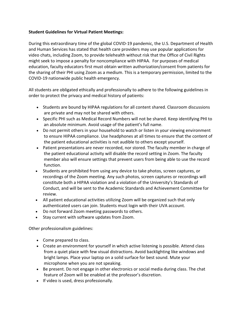 Zoom Guidelines for Virtual Patient Presentations June 2020