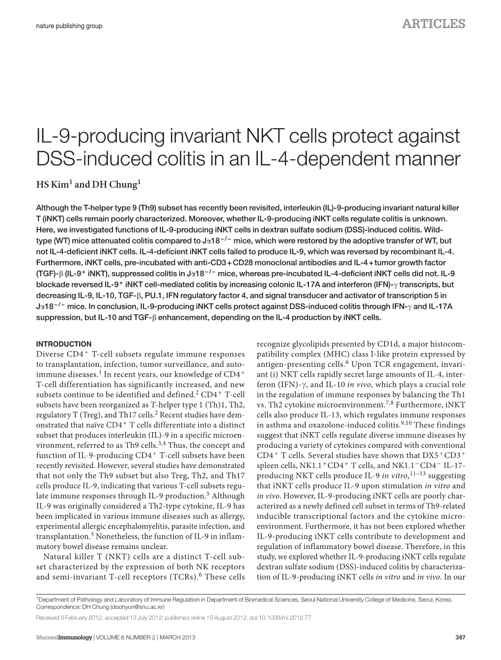 IL-9-Producing Invariant NKT Cells Protect Against DSS-Induced Colitis in an IL-4-Dependent Manner