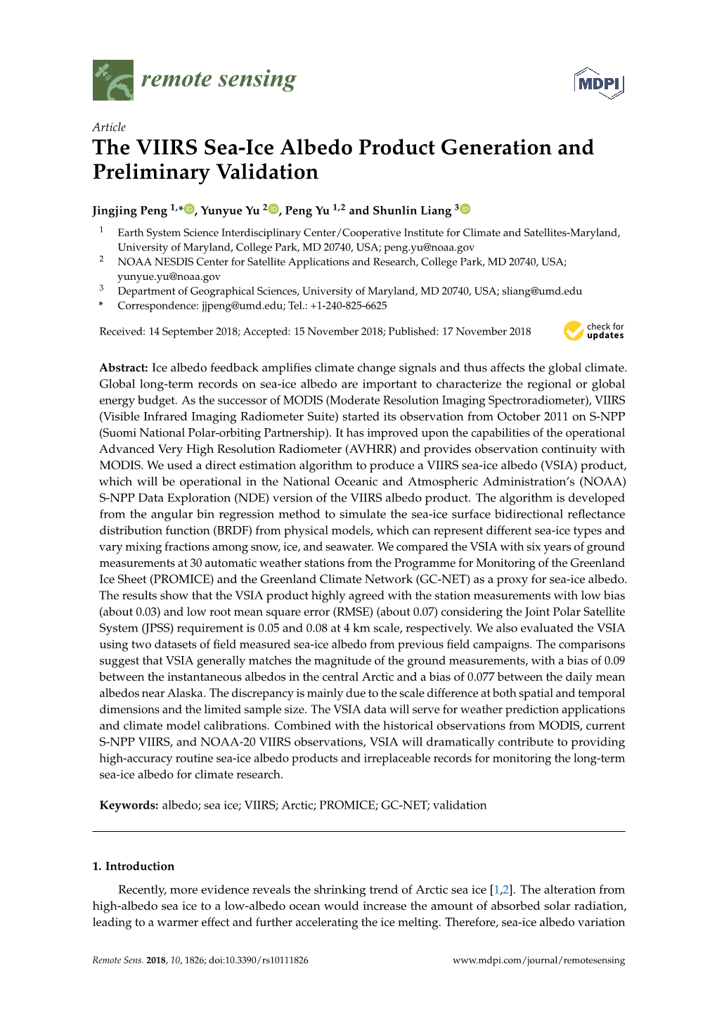 The VIIRS Sea-Ice Albedo Product Generation and Preliminary Validation