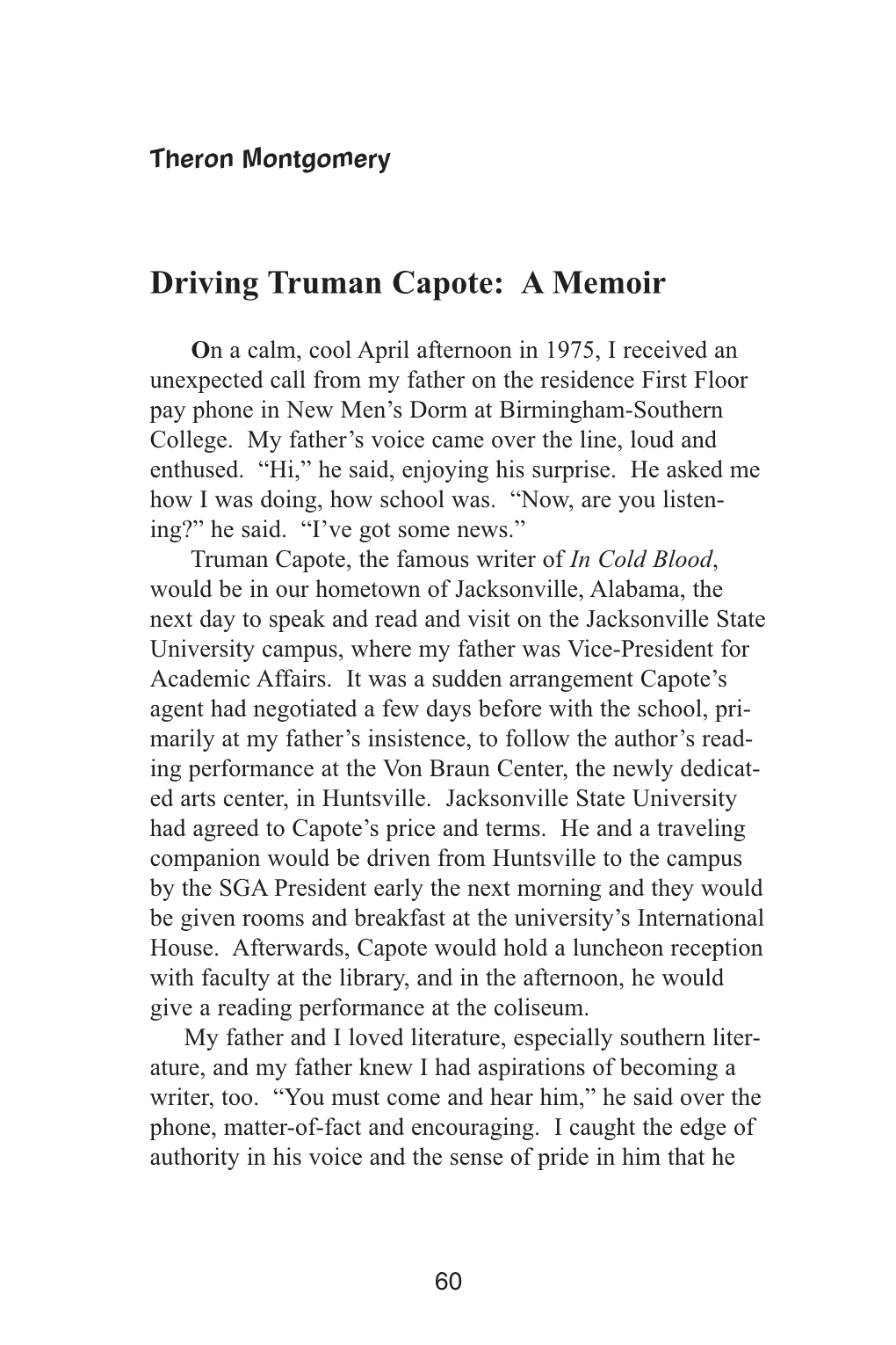 Driving Truman Capote: a Memoir