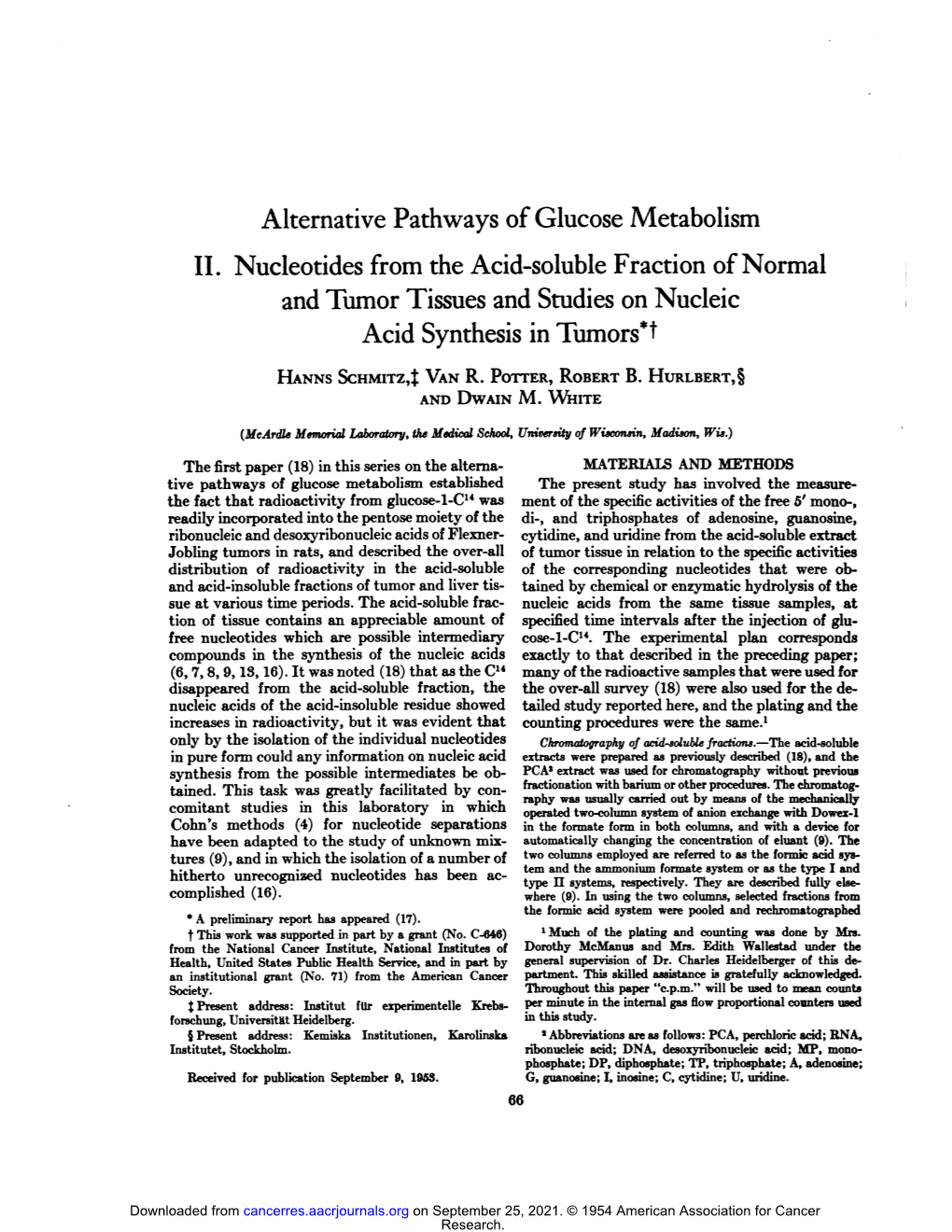 Alternative Pathways of Glucose Metabolism II. Nucleotides from The