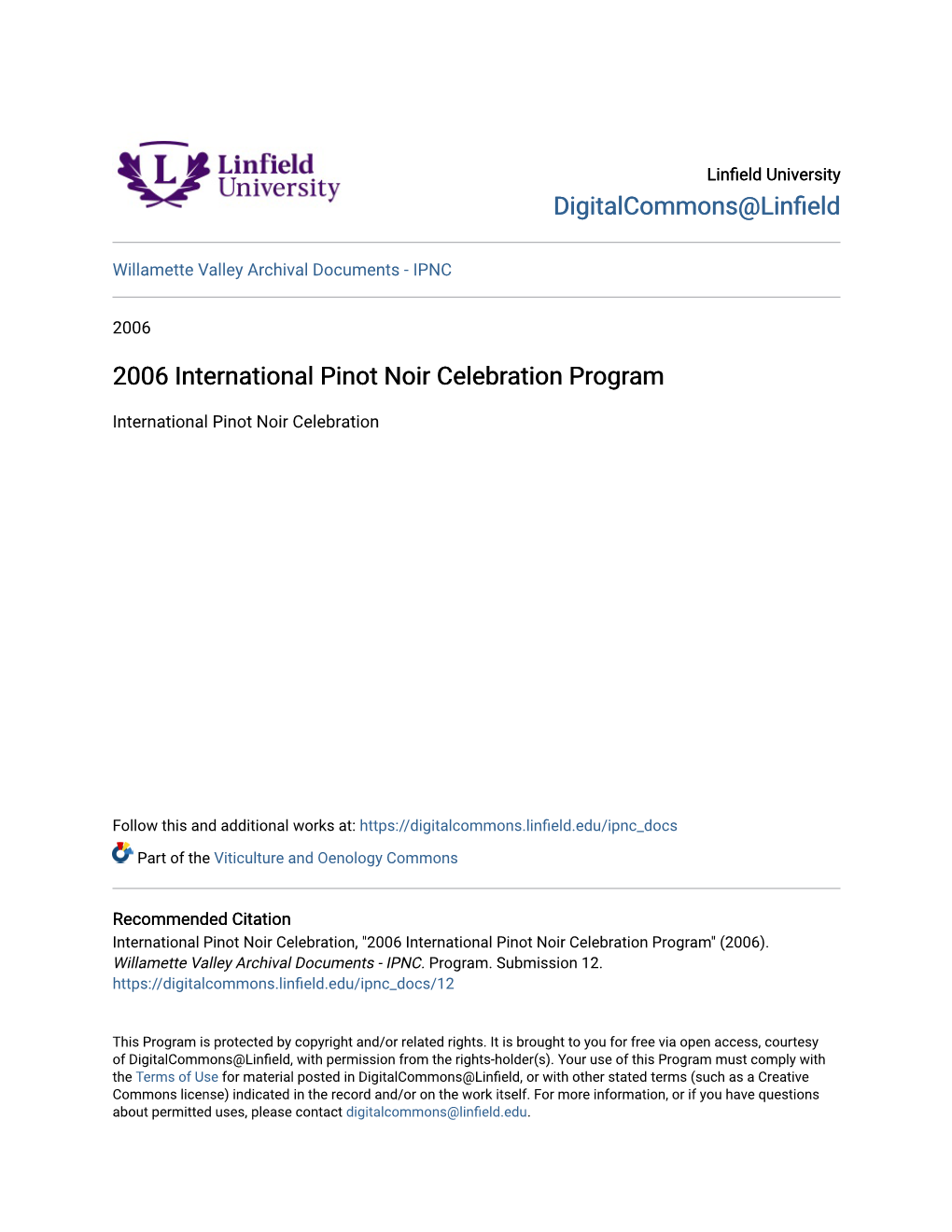 2006 International Pinot Noir Celebration Program