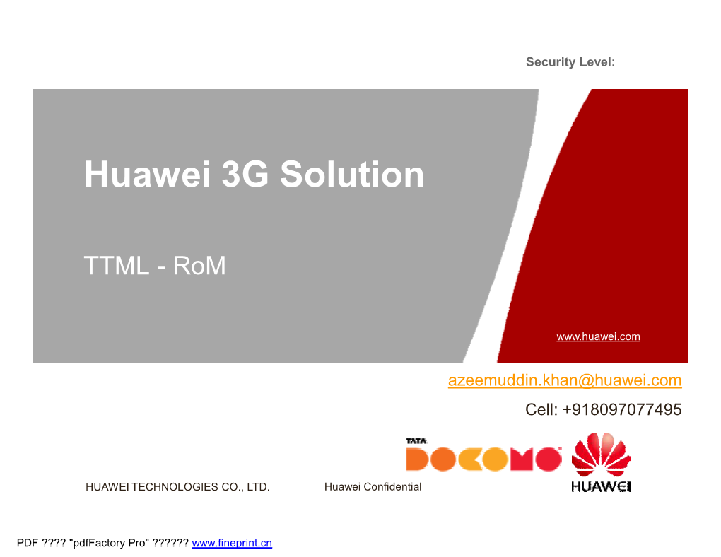 Huawei 3G Solution Overview 3June2010.Pptx