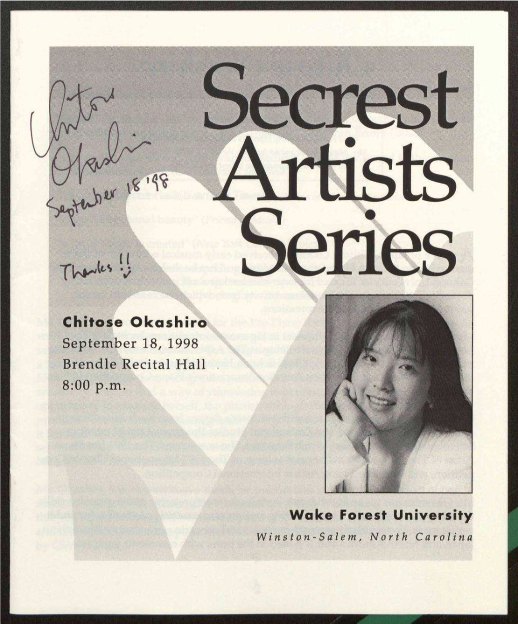 Chitose Okashiro September 18, 1998 Brendle Recital Hall 8:00 P.M