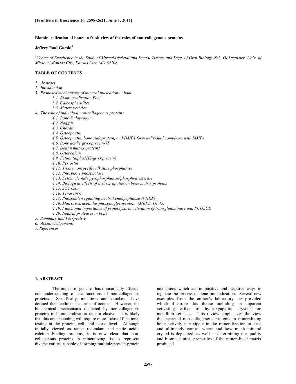 2598 Biomineralization of Bone: a Fresh View of the Roles of Non-Collagen