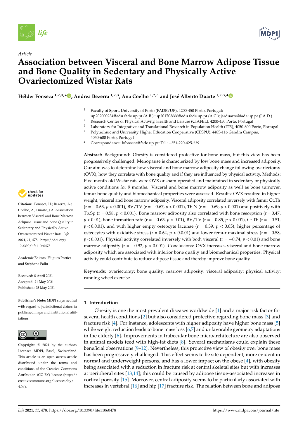 Association Between Visceral and Bone Marrow Adipose Tissue and Bone Quality in Sedentary and Physically Active Ovariectomized Wistar Rats